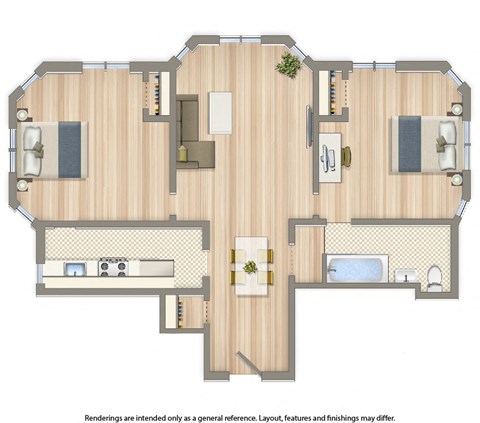 the calverton apartments two bedroom floor plan